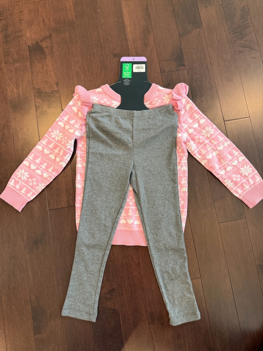 Andy & Evan Pink Fair Isle Ruffle-Shoulder Sweater - Picture 2 of 3